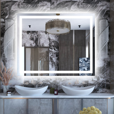 Specchio da bagno LED SUMERAIN 40 x 32 pollici, specchio trucco antiappannamento da parete, funzione memoria, specchio da bagno illuminato a 3 colori con vetro temperato, certificato ETL