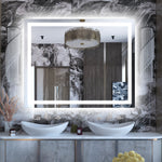 Specchio da bagno LED SUMERAIN 40 x 32 pollici, specchio trucco antiappannamento da parete, funzione memoria, specchio da bagno illuminato a 3 colori con vetro temperato, certificato ETL
