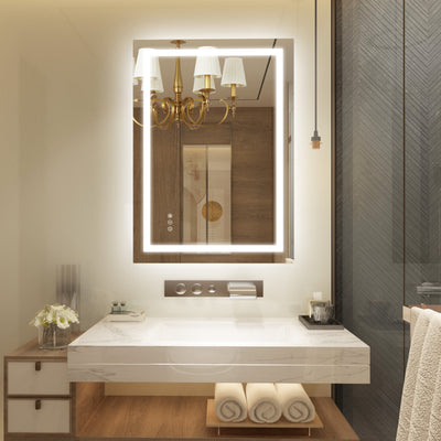 Specchio bagno LED SUMERAIN 24 x 36 pollici da parete, specchio smart antiappannamento illuminato con 3 temperature colore, luminosità dimmerabile e vetro temperato, certificato ETL