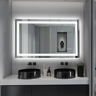 Specchio bagno LED SUMERAIN 40 x 24 pollici con luci, specchio da bagno da parete, 3 temperature colore, vetro temperato, funzione memoria, certificato ETL
