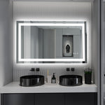 Specchio bagno LED SUMERAIN 40 x 24 pollici con luci, specchio da bagno da parete, 3 temperature colore, vetro temperato, funzione memoria, certificato ETL