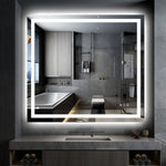 Specchio da bagno LED SUMERAIN 40 x 36 pollici con luci, illuminazione frontale e posteriore, specchio trucco da parete con luce dimmerabile a 3 temperature di colore, antiappannamento, funzione memoria, vetro temperato infrangibile