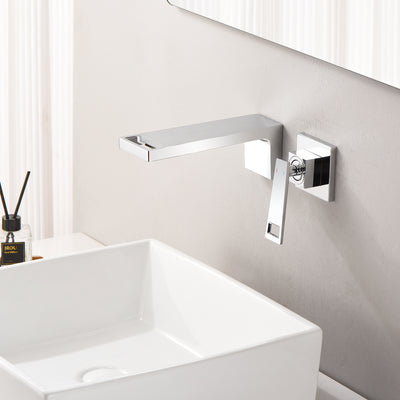 Rubinetto a cascata da parete per lavabo SUMERAIN, miscelatore monocomando con valvola di installazione, finitura cromo