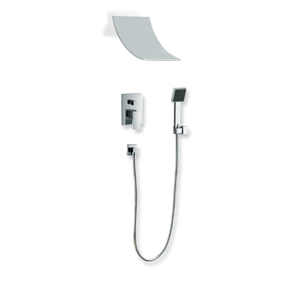 Sistema doccia completo contemporaneo/moderno SUMERAIN, sistema doccia da parete con doccetta e deviatore, cromato