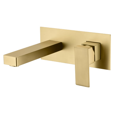 Rubinetto da bagno con montaggio a parete in oro spazzolato monocomando, include valvola in ottone