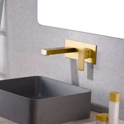 Rubinetto da bagno con montaggio a parete in oro spazzolato monocomando, include valvola in ottone