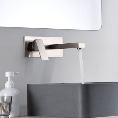 Sumerain Rubinetto da Bagno in Nichel Spazzolato Montaggio a Parete Rubinetto per Lavabo con Valvola Grezza, Maniglia Singola per Mancini