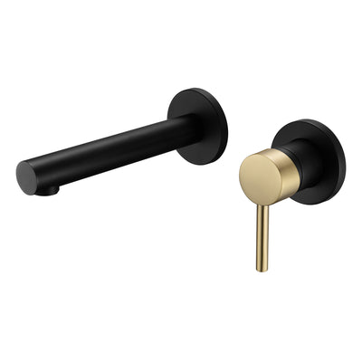 Rubinetto per lavabo da bagno SUMERAIN con finitura nera e oro, rubinetto per lavabo con maniglia singola e valvola grezza
