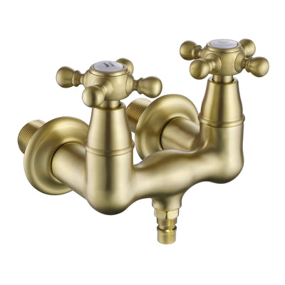 SUMERAIN 3-3/8" Rubinetto per vasca con montaggio a parete con piedini e due maniglie a croce, oro spazzolato