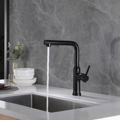 sumerain S6128P-MB Rubinetto Cucina Estraibile Alta Pressione, Acciaio Inossidabile Girevole a 360°