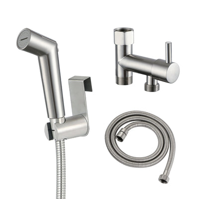 Spruzzatore bidet per WC, bastoncino bidet con regolazione pressione, valvola in ottone a doppia chiusura, finitura nichel spazzolato