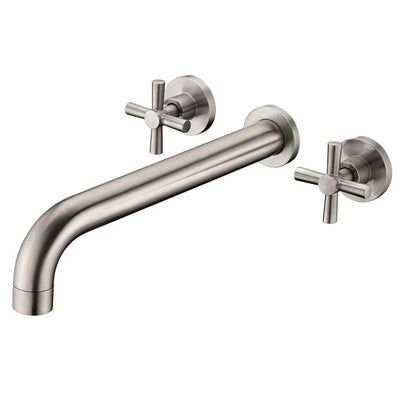 Rubinetto per vasca SUMERAIN, rubinetto per vasca da bagno ad alto flusso, montaggio a parete, in nichel spazzolato, con valvola ruvida, beccuccio extra lungo