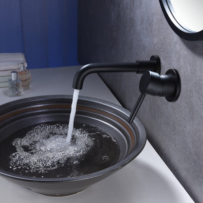 Rubinetto da bagno con montaggio a parete nero, finitura nera opaca, valvola grezza inclusa