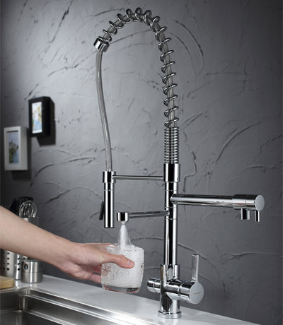 Rubinetto per lavello da cucina a tre vie a tre flussi con uscita per acqua potabile filtrata, rubinetto per filtro dell'acqua a 3 beccucci
