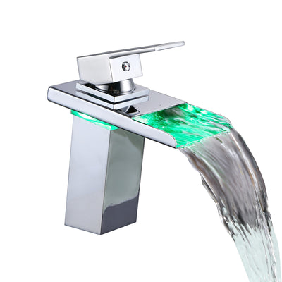 Rubinetto per lavabo a cascata che cambia colore a LED
