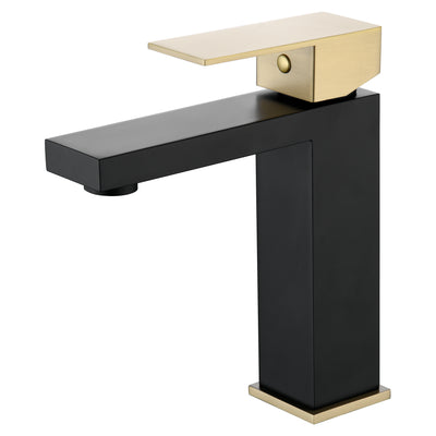 Rubinetto per lavabo sumerain Rubinetto per bagno nero e oro Rubinetto per lavabo monocomando in acciaio inossidabile 304 Foro singolo