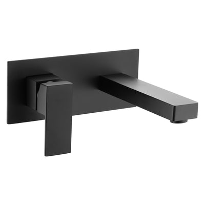 sumerain rubinetto da bagno nero opaco, rubinetto per lavabo con maniglia singola per montaggio a parete e valvola ruvida inclusa, design per mancini