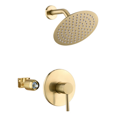 Set di rubinetti per doccia in oro spazzolato, design interamente in metallo e valvola grezza inclusa