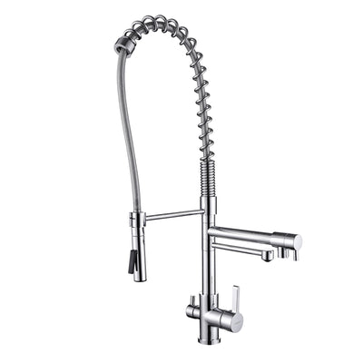 Rubinetto per lavello da cucina a tre vie a tre flussi con uscita per acqua potabile filtrata, rubinetto per filtro dell'acqua a 3 beccucci