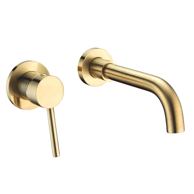 Rubinetto da bagno sumerain con montaggio a parete, rubinetto per lavabo in oro spazzolato, maniglia singola per mancini
