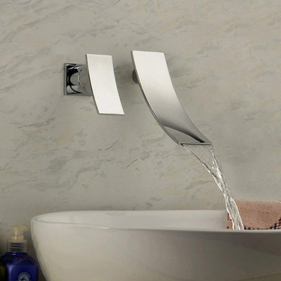 Sumerain Rubinetto da Bagno a Cascata Rubinetto per Montaggio a Parete per Lavabo del Bagno, Maniglia Singola per Mancini Cromata