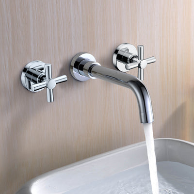Rubinetto da bagno con montaggio a parete, Cross 2 maniglie in finitura cromata, Sumerain