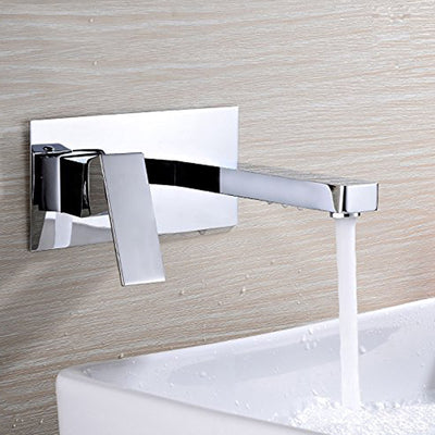sumerain Rubinetto per lavabo Rubinetto per lavabo a parete e valvola ruvida inclusa Finitura cromata, Maniglia singola per mancini