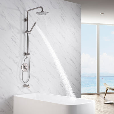 Sistemi doccia retrofit in nichel spazzolato Sumerain con soffione a pioggia da 9 pollici 2,5 GPM
