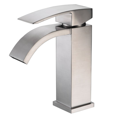 Rubinetto da bagno a cascata, rubinetti per lavabo, finitura in nichel spazzolato