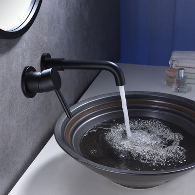 sumerain Rubinetto da bagno nero Rubinetto per lavabo con montaggio a parete, maniglia singola per mancini