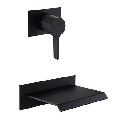 Riempitore per vasca con montaggio a parete Sumerain Waterfall Nero opaco con valvola Maniglia singola Ottone ad alta portata, S2140DW