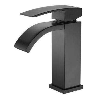 Rubinetto da bagno nero opaco, rubinetto per lavabo a cascata monoforo