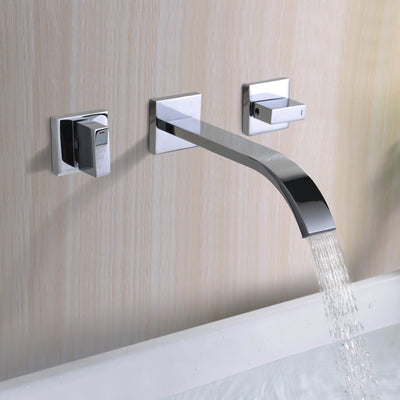 Rubinetto per lavabo a parete con due maniglie Rubinetto per lavabo in ottone cromato