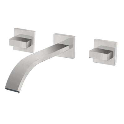 Rubinetto per bagno a parete con due maniglie, rubinetto per lavabo in nichel spazzolato
