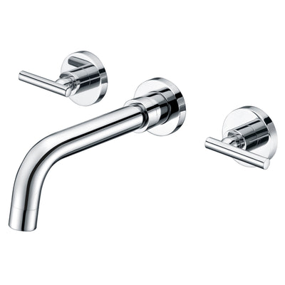 Rubinetto per lavabo da bagno con montaggio a parete, rubinetto per lavabo a due maniglie, finitura cromata