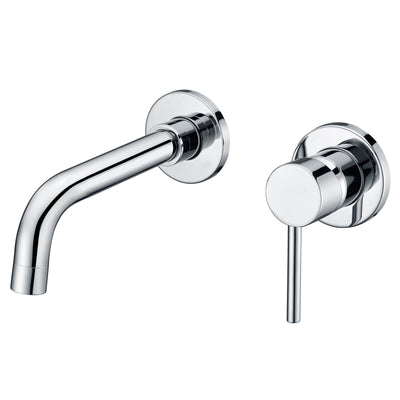 Rubinetto da bagno con montaggio a parete, maniglia singola con valvola grezza in ottone in moderna finitura cromata