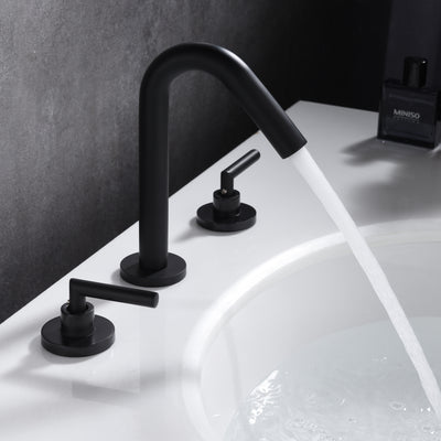 Rubinetto da bagno nero, finitura nera opaca, rubinetto per lavabo a 3 fori diffuso da 8 pollici