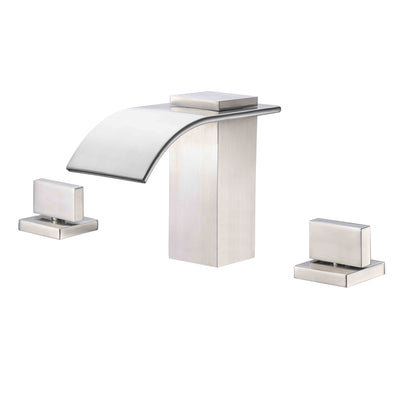 Rubinetto da bagno diffuso a cascata in nichel spazzolato, rubinetto per lavabo a 3 fori da 8 pollici