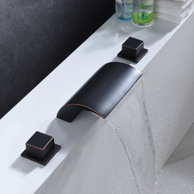Rubinetto per vasca romana in bronzo lucidato ad olio, rubinetto di riempimento per vasca a cascata per flusso elevato