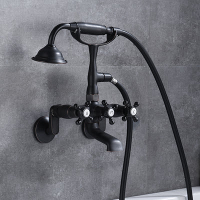 Rubinetto per vasca Clawfoot in bronzo, riempitivo per vasca con montaggio a parete con finitura in bronzo lucidato a olio