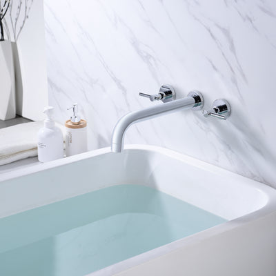 Rubinetto per vasca da bagno con montaggio a parete, beccuccio extra lungo con flusso elevato, finitura cromata