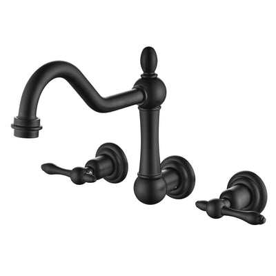 sumerain Rubinetto per vasca nero Montaggio a parete Riempitore per vasca stile vintage 3 fori 8 pollici centro