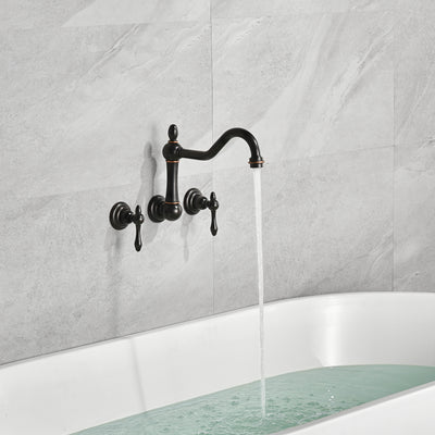 sumerain Rubinetto per vasca vintage con montaggio a parete Riempitore per vasca da bagno in bronzo lucidato a olio, centro da 8 pollici
