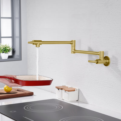 Supporto a parete per rubinetto Sumerain Gold Pot Filler con bracci oscillanti a doppio snodo
