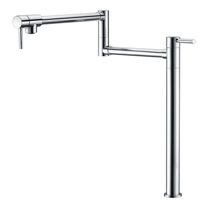 Rubinetto di riempimento per vaso con montaggio su ponte, finitura cromata con gambo di estensione e beccuccio a doppio giunto oscillante da 20".