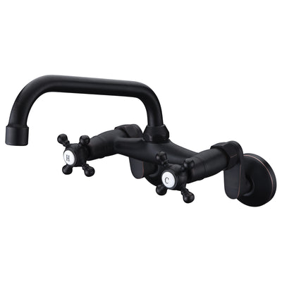 Rubinetto per lavabo con montaggio a parete, finitura in bronzo lucidato a olio, apertura regolabile da 3" a 9" con due maniglie