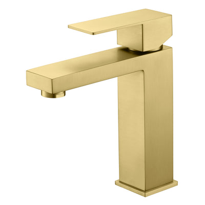 sumerain Rubinetto per lavandino del bagno in oro spazzolato Rubinetto per lavabo monoforo in acciaio inossidabile