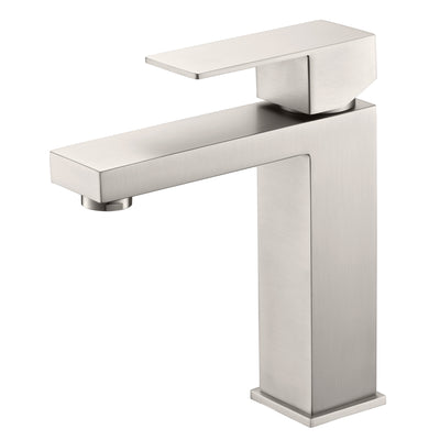 sumerain Rubinetto da bagno Rubinetto per lavabo in nichel spazzolato Acciaio inossidabile Maniglia singola Foro singolo