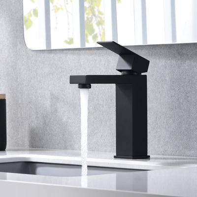 sumerain Rubinetto da bagno nero opaco Rubinetto per lavabo monoforo in acciaio inossidabile SUS 304