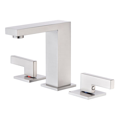 sumerain Rubinetto da bagno diffuso in nichel spazzolato da 8 pollici Rubinetto per lavabo a 2 maniglie con tubo di installazione rapida